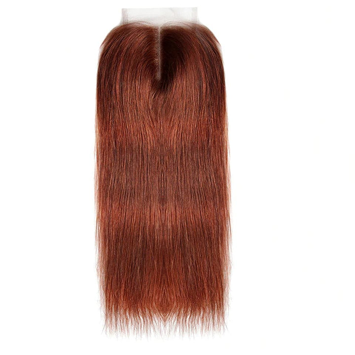 #33 Dark Auburn 3 Bundles With Closure 4x4 pre - Colored 100% virgin human hair - Msgem Hair