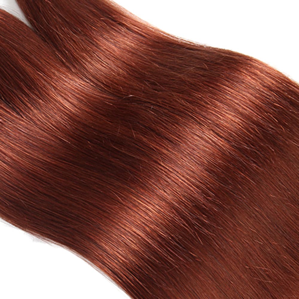 #33 Dark Auburn 3 Bundles With Closure 4x4 pre - Colored 100% virgin human hair - Msgem Hair