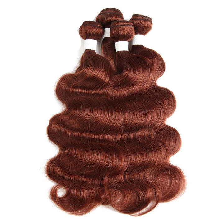 #33 Dark Auburn body wave 3 Bundles With 13x4 Lace Frontal 100% Human Hair - Msgem Hair