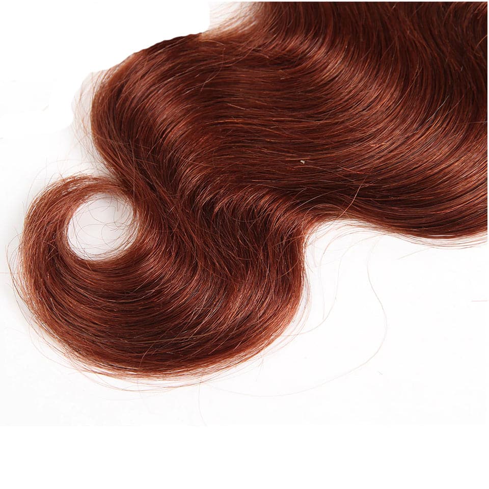#33 Dark Auburn body wave 3 Bundles With 13x4 Lace Frontal 100% Human Hair - Msgem Hair