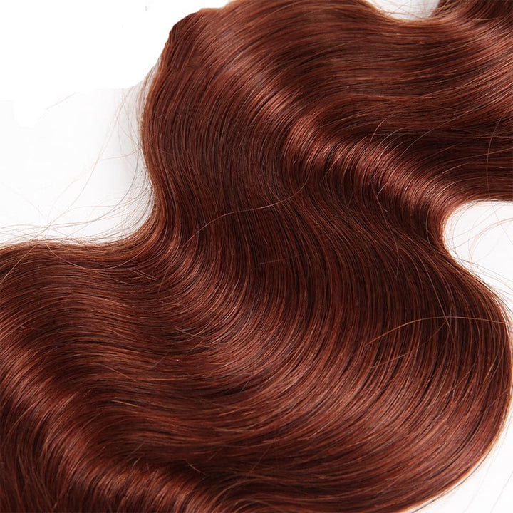 #33 Dark Auburn body wave 3 Bundles With 13x4 Lace Frontal 100% Human Hair - Msgem Hair