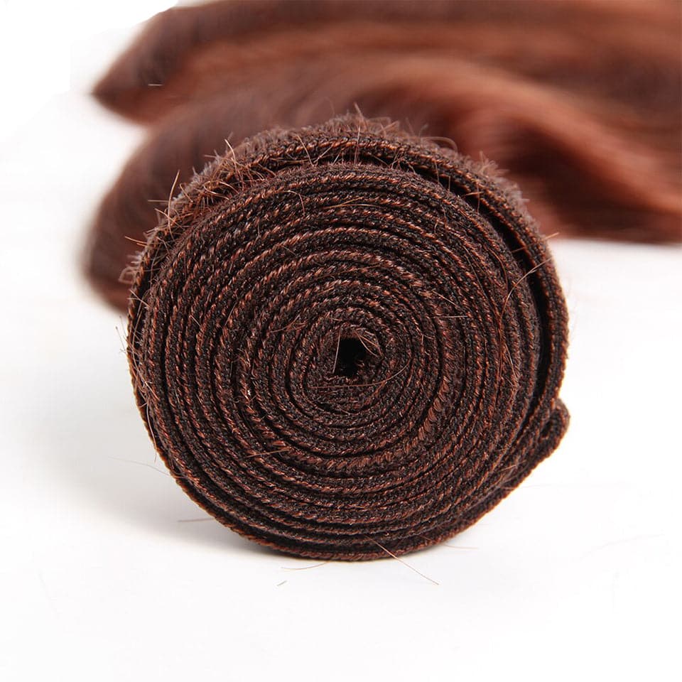 #33 Dark Auburn body wave 3 Bundles With 13x4 Lace Frontal 100% Human Hair - Msgem Hair