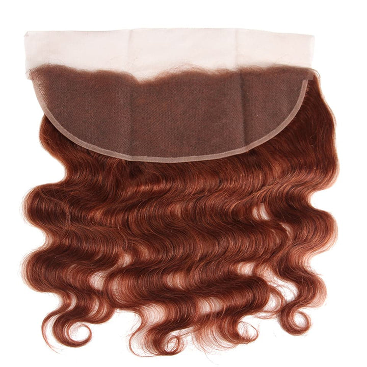 #33 Dark Auburn body wave 3 Bundles With 13x4 Lace Frontal 100% Human Hair - Msgem Hair