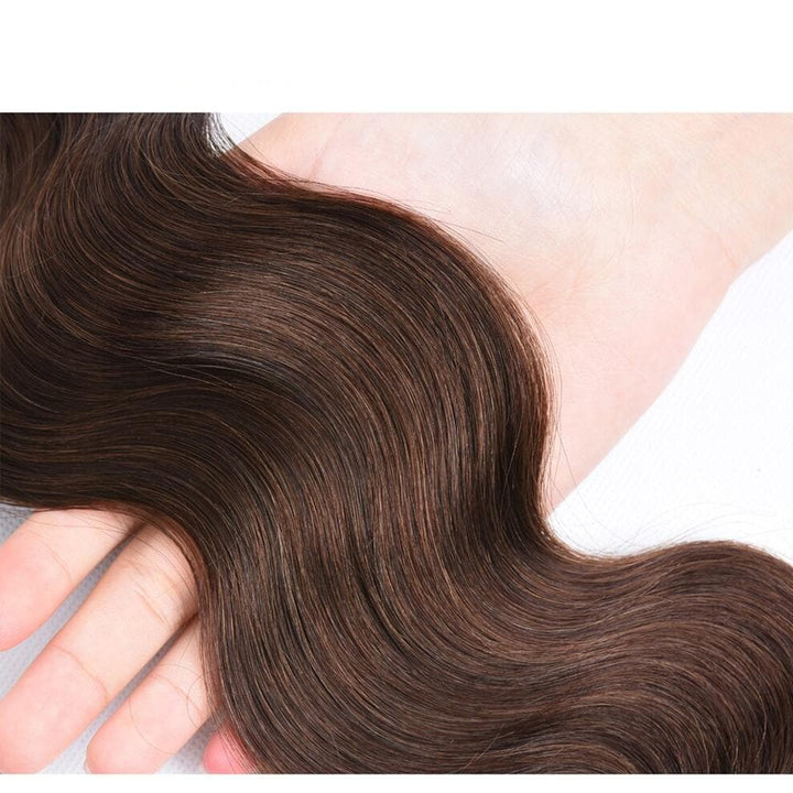 4 Dark Brown Body Wave 4 Bundles With 4x4 Lace Closure 100% Real Human Hair - Msgem Hair