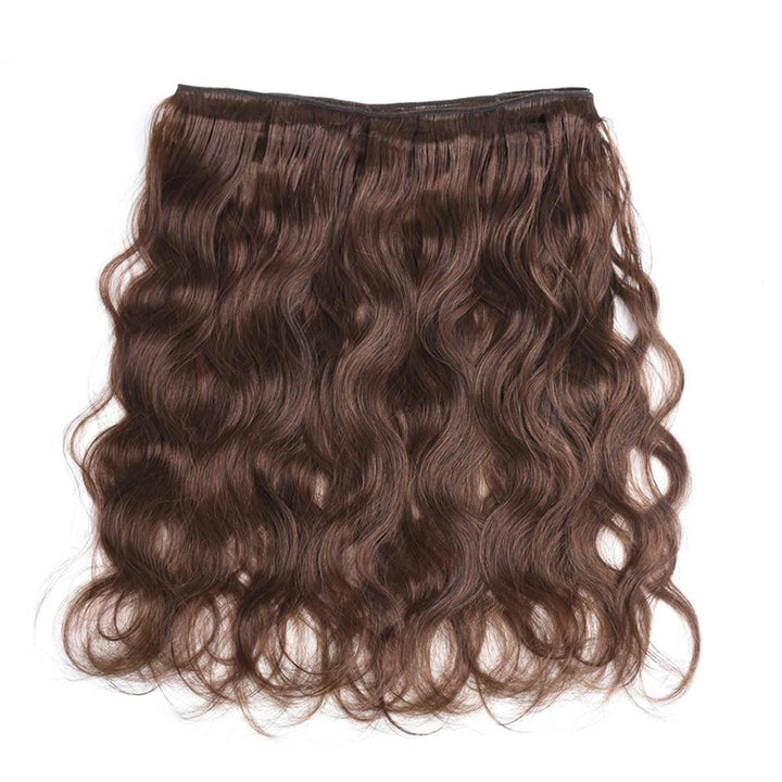 4 Dark Brown Body Wave 4 Bundles With 4x4 Lace Closure 100% Real Human Hair - Msgem Hair