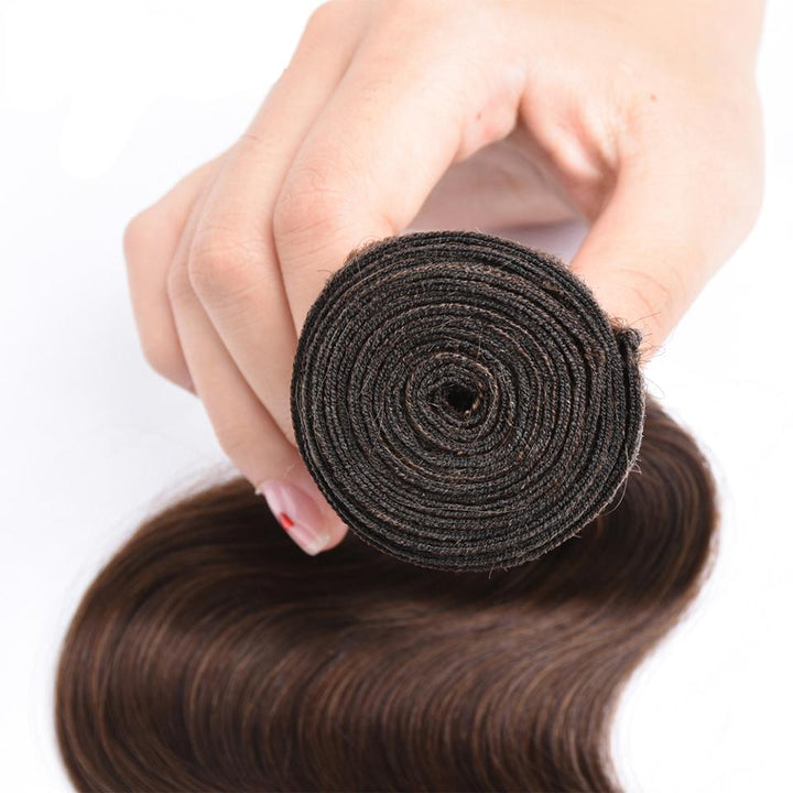 4 Dark Brown Body Wave 4 Bundles With 4x4 Lace Closure 100% Real Human Hair - Msgem Hair