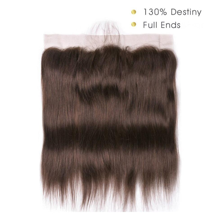 #4 Dark Chocolate Brown Straight 3 Bundles With 13x4 Lace Frontal 100% Real Human Hair - Msgem Hair