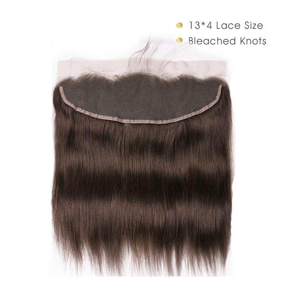 #4 Dark Chocolate Brown Straight 3 Bundles With 13x4 Lace Frontal 100% Real Human Hair - Msgem Hair