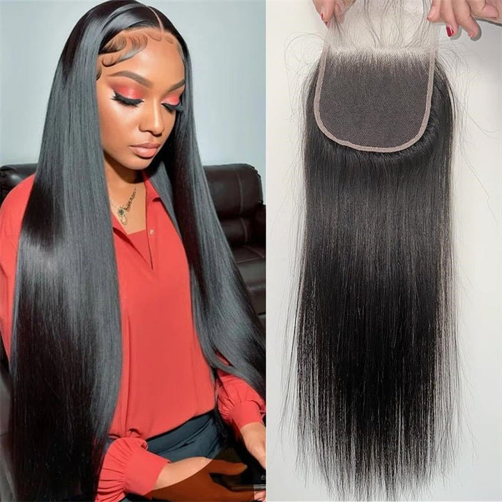 4x4 Straight Lace Closure Human Hair HD Lace Closure Free Part 100% Brazilian Virgin Hair - Msgem Hair