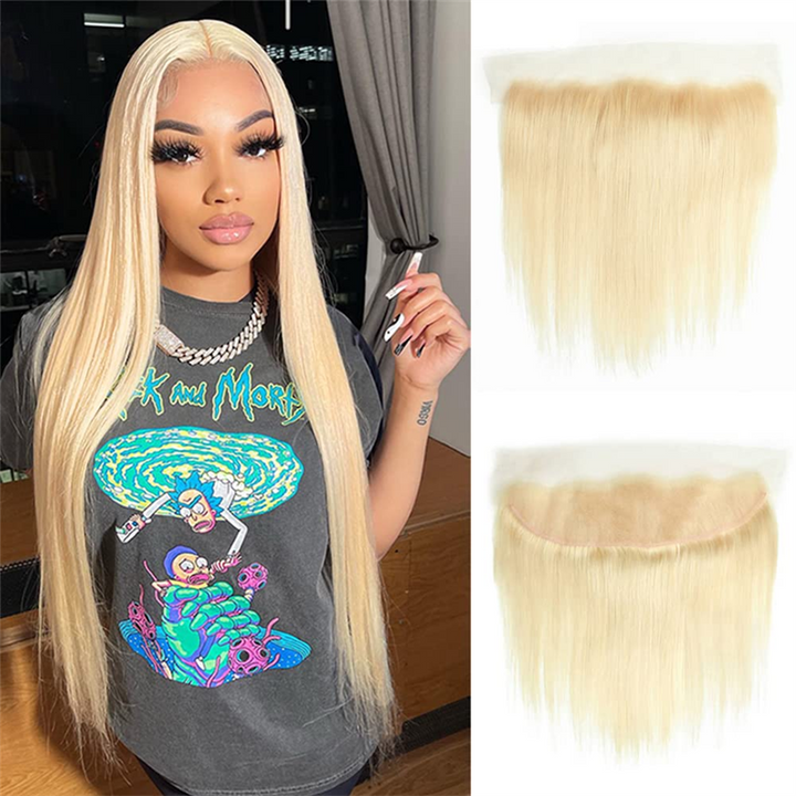 Msgem 100% Virgin Human Hair 613 Blonde Straight Hair 3 Bundles With 13x6 Lace Frontal Closure