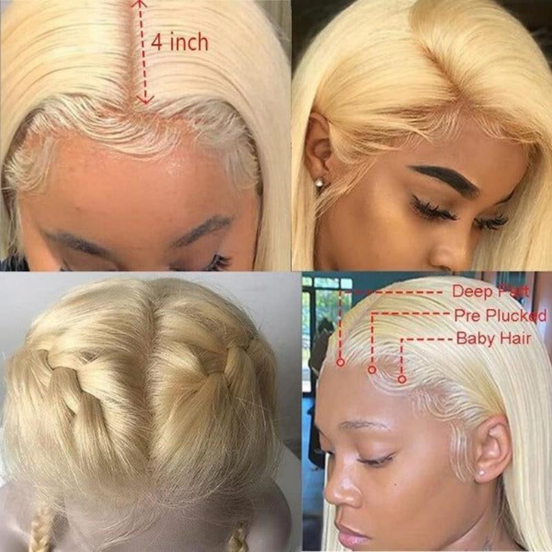 Msgem 613 Blonde 13x4 Full Lace Front Wig HD Transparent Body Wave Human Hair Wigs 210% Pre-Plucked Natural Hairline