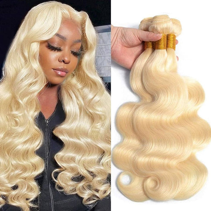 613 Blonde Bundles Brazilian Body Wave Remy Human Hair 3 Bundles - Msgem Hair