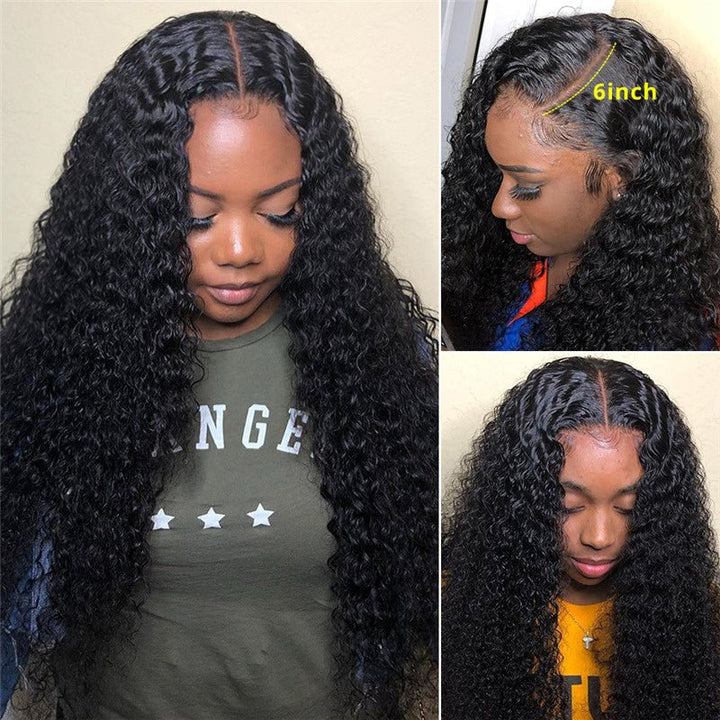 6x6 Curly Lace Closure Wigs Transparent Lace Front Wigs 100% Human Hair Wigs With Baby Hair 180% Density - Msgem Hair