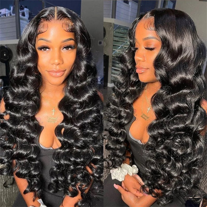 6x6 Lace Closure Human Hair Wigs Loose Wave HD Transparent Lace Front Wigs 180% Density - Msgem Hair