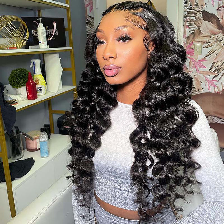 6x6 Lace Closure Human Hair Wigs Loose Wave HD Transparent Lace Front Wigs 180% Density - Msgem Hair