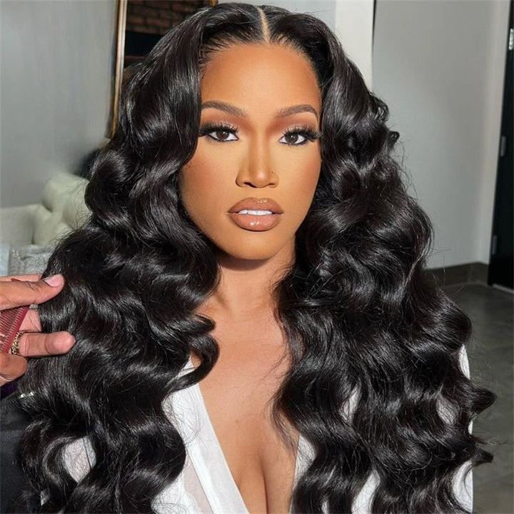 6x6 Lace Closure Human Hair Wigs Loose Wave HD Transparent Lace Front Wigs 180% Density - Msgem Hair