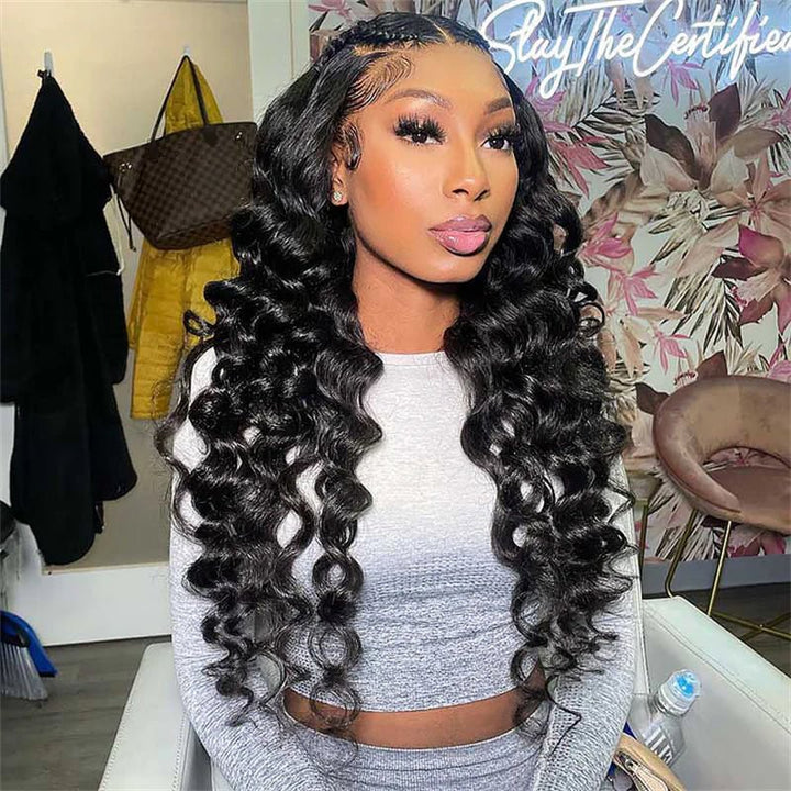 6x6 Lace Closure Human Hair Wigs Loose Wave HD Transparent Lace Front Wigs 180% Density - Msgem Hair
