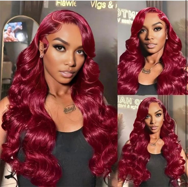 Msgem Body Wave 4x4 Lace Closure Wig 99J Colored Wigs HD Transparent 5x5 6x6 Human Hair Wig