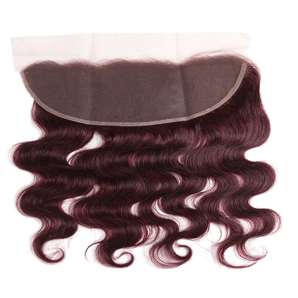 99J Burgundy Body Wave 3 Bundles With 13x4 Lace Frontal 100% Virgin Human Hair - Msgem Hair