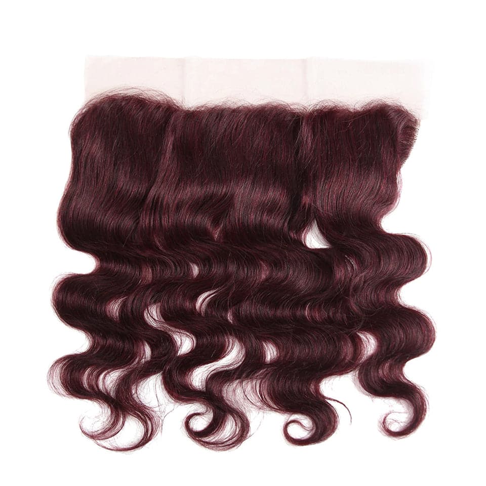 99J Burgundy Body Wave 3 Bundles With 13x4 Lace Frontal 100% Virgin Human Hair - Msgem Hair
