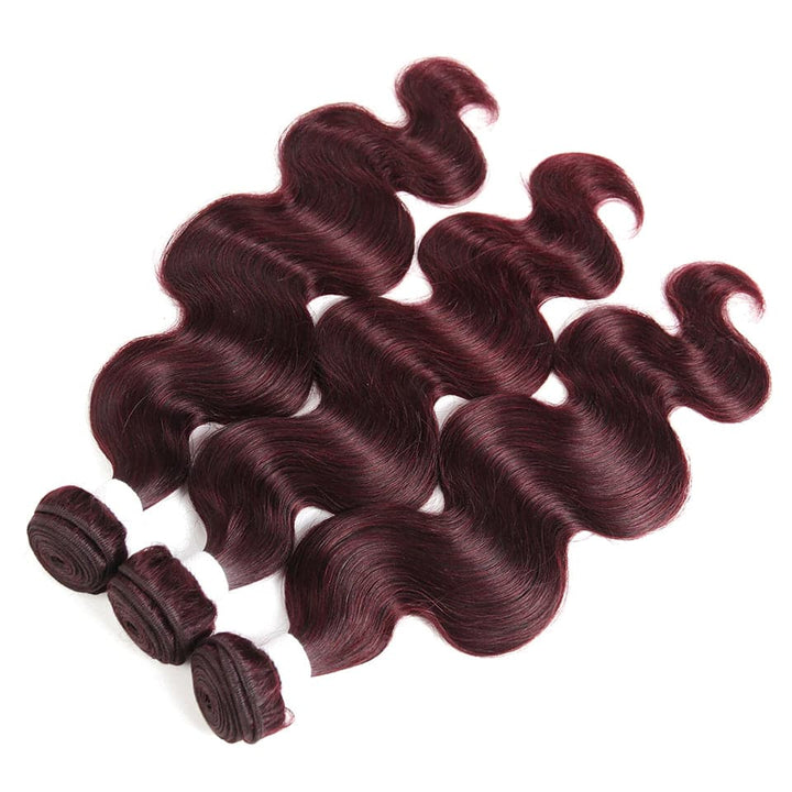 99J Burgundy Body Wave 3 Bundles With 13x4 Lace Frontal 100% Virgin Human Hair - Msgem Hair