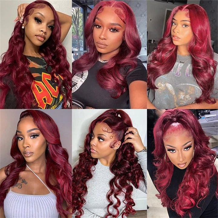 99j Wine Red Color Brazilian Body Wave Hair 3 Bundles With 4x4 Closure Human Hair - Msgem Hair