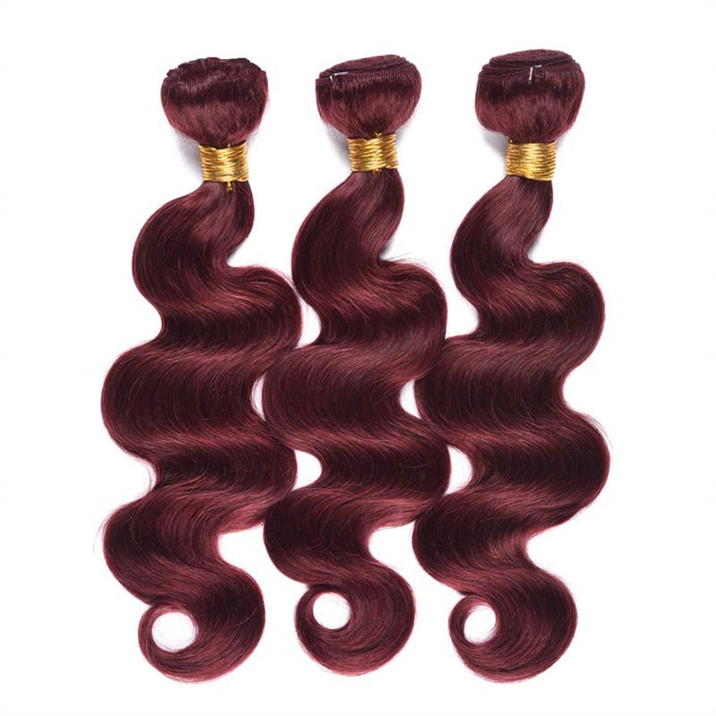 99j Wine Red Color Brazilian Body Wave Hair 3 Bundles With 4x4 Closure Human Hair - Msgem Hair