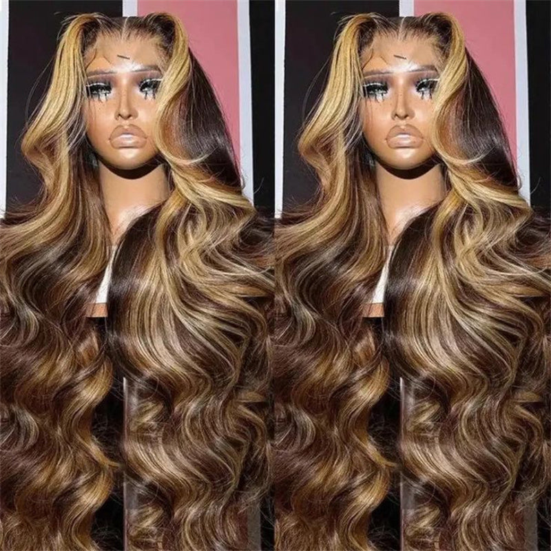 Msgem P4/27 Highlight Wig Body Wave 13x6 HD Transparent Lace Front Human Hair Wigs