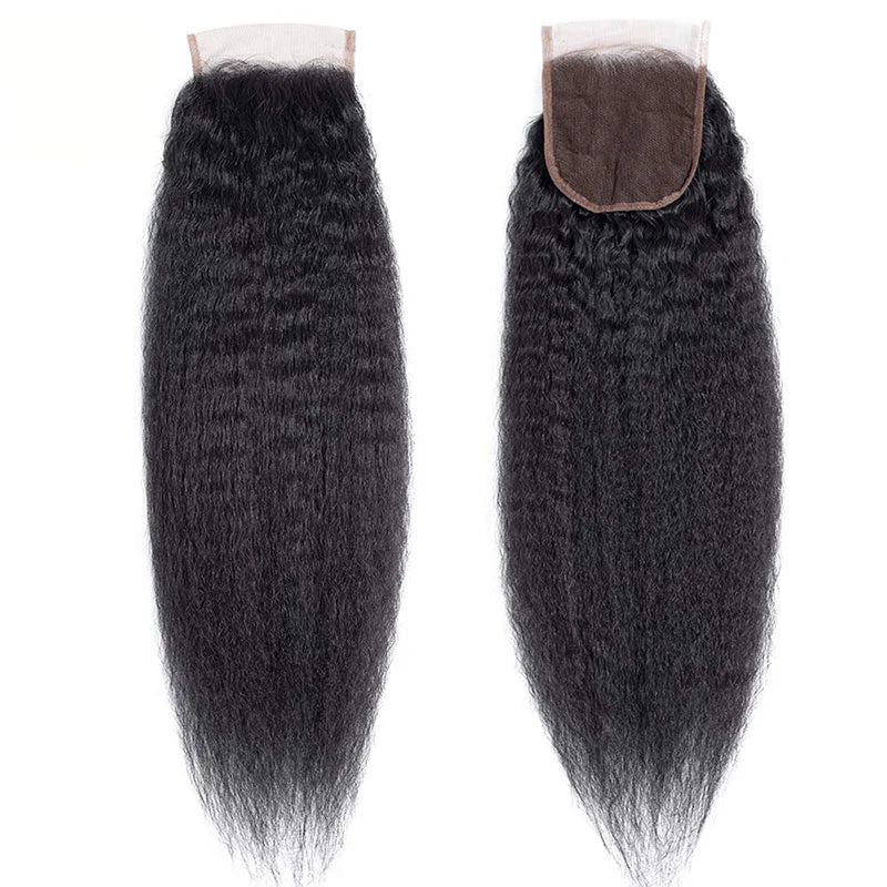 Kinky Straight Hair  4x4 Lace Closure Human Hair
