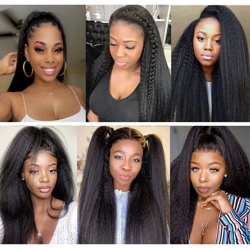 Kinky Straight  4 Bundles With 4x4 Lace Closure Human Hair
