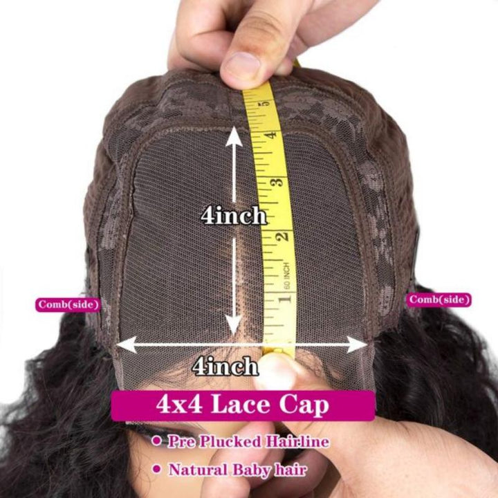 Msgem Body Wave 4x4 Lace Closure Wigs Pre Plucked HD Invisible Human Hair Wigs for Women