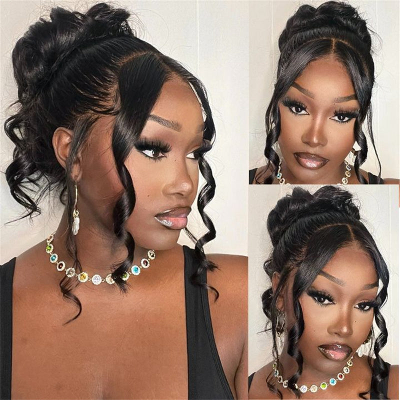 Msgem Body Wave Invisi-Drawstring Snug Fit 360 Full Frontal Wigs HD Transparent Glueless Human Hair Wigs