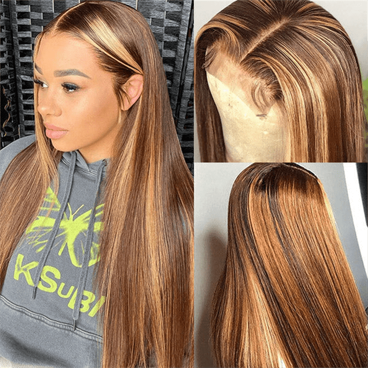 (Bogo Free) Msgem 13x4 Transparent Lace Front Wig P4/27 Highlight Body Wave Human Hair Wigs - Msgem Hair