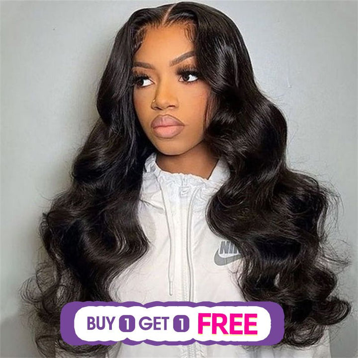 (Bogo Free) Msgem Body Wave 4x4 Transparent Lace Closure Wigs Human Hair 180% - Msgem Hair