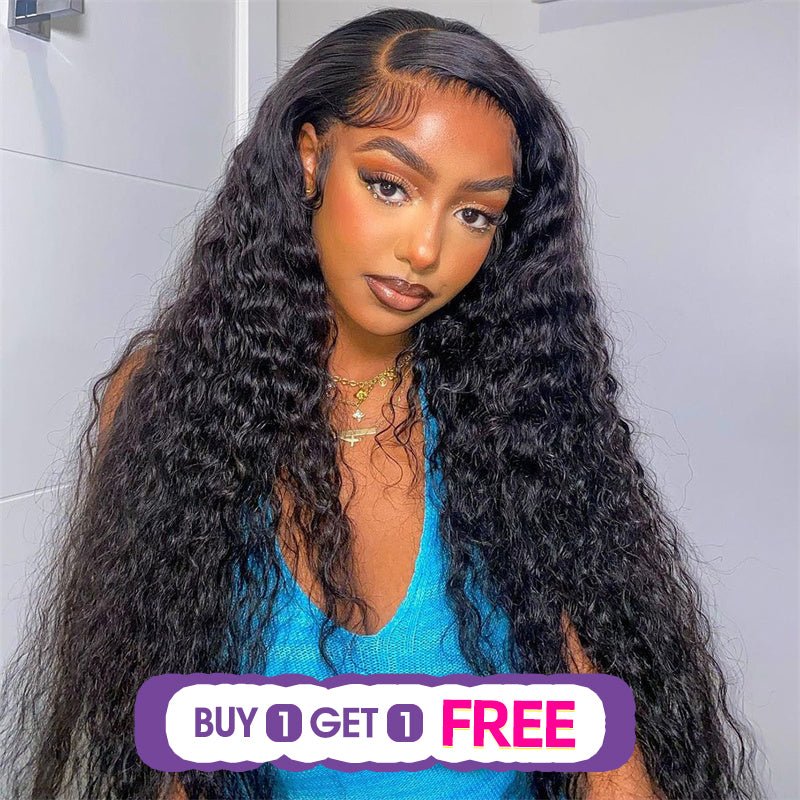 (Bogo Free) Msgem Deep Wave Human Hair Wigs Transparent 13x4 Lace Front Wig - Msgem Hair