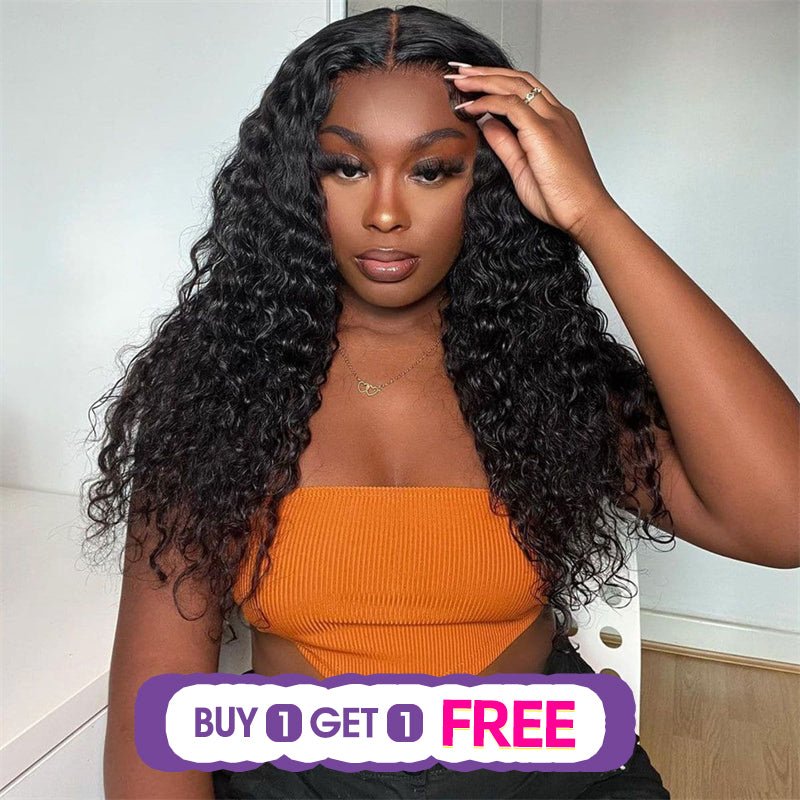(Bogo Free) Msgem Deep Wave Human Hair Wigs Transparent 13x6 Lace Front Wig 180% - Msgem Hair