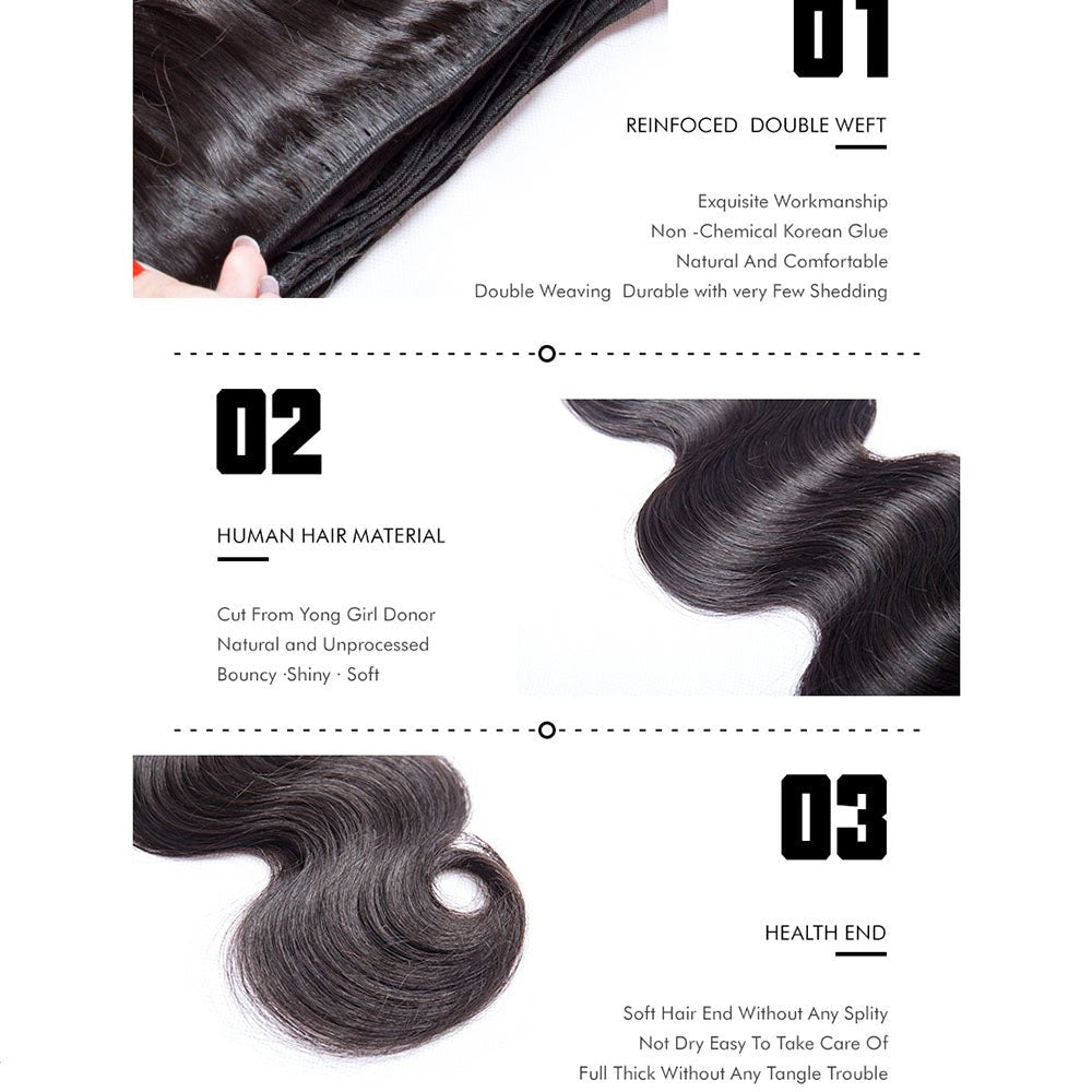 Brazilian Body Wave Human Hair Weave 4 Bundles Virgin Hair Extensions - Msgem Hair