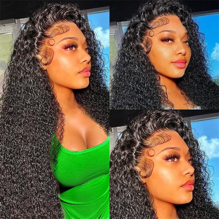 Msgem Brazilian Curly Wave 13x4 Lace Front Wigs Human Hair Pre Plucked With Natual Hairline