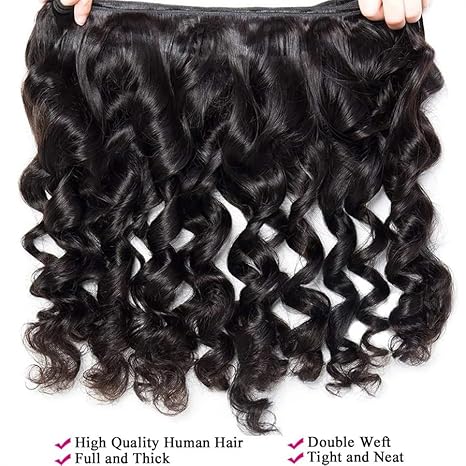 Brazilian Loose Wave 3 Bundles 100% human virgin hair Machine Double Weaving Hair Extension - Msgem Hair