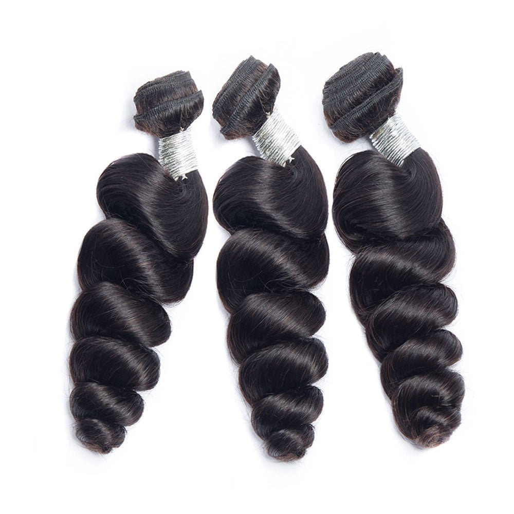 Brazilian Loose Wave 3 Bundles 100% human virgin hair Machine Double Weaving Hair Extension - Msgem Hair