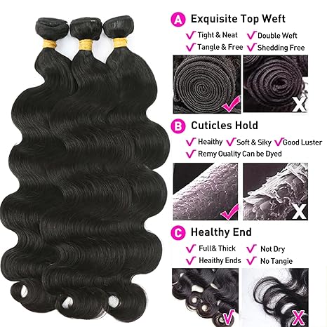 Brazilian Loose Wave 3 Bundles 100% human virgin hair Machine Double Weaving Hair Extension - Msgem Hair