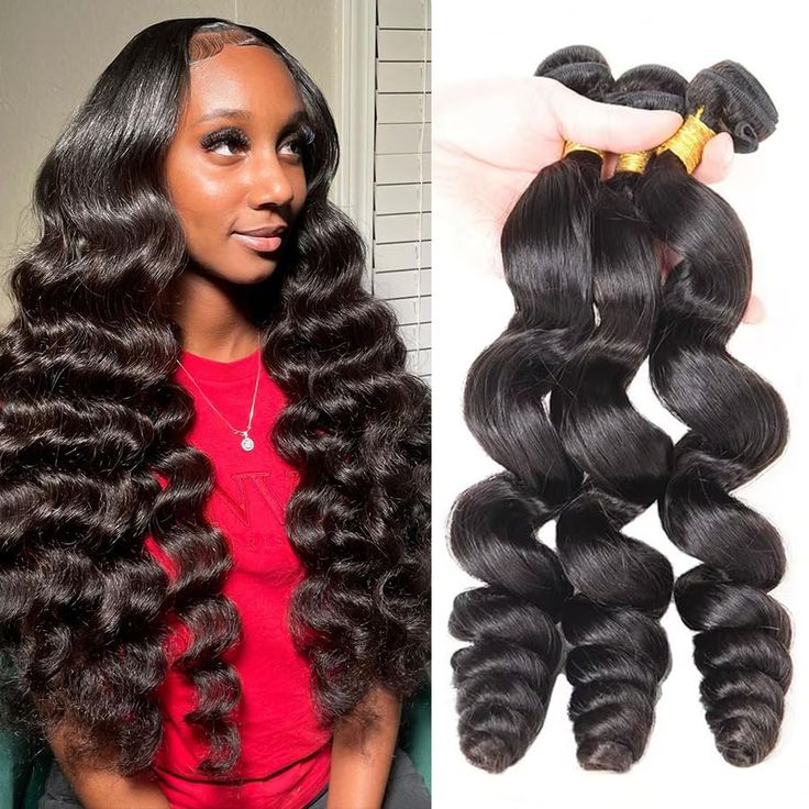 Brazilian Loose Wave 3 Bundles 100% human virgin hair Machine Double Weaving Hair Extension - Msgem Hair