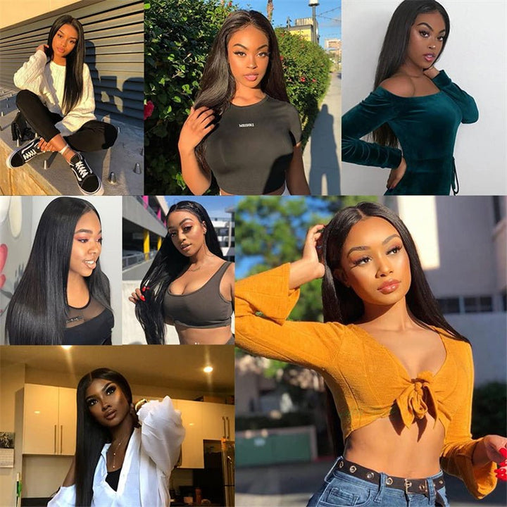 Brazilian Straight Hair 3 Bundles With 4x4 Lace Closure Wig - Msgem Hair