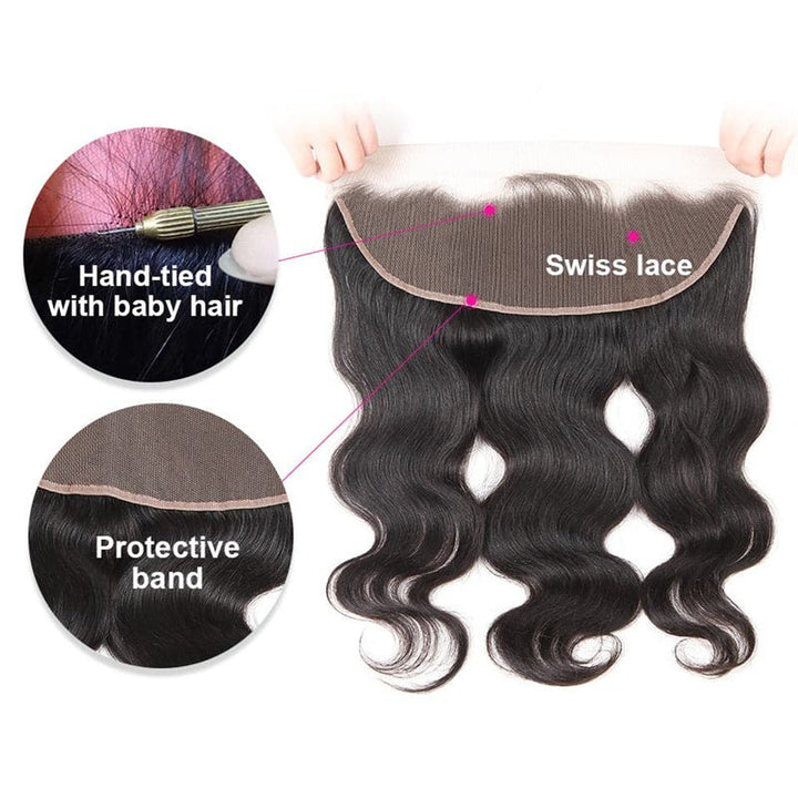Brazilian Virgin Human Hair Body Wave 4 Bundles With 13x4 Lace Frontal - Msgem Hair
