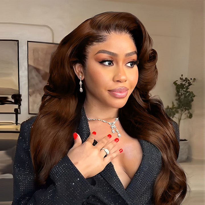 Msgem M Hairline  #4 Dark Brown Body Wave 13x6 HD Lace Front Wigs Lagos Hairline Wigs