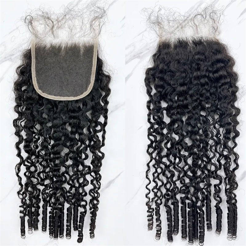 Burmese Curly Hair Indian Human Hair 3 Bundles With 4x4 Lace Closure - Msgem Hair