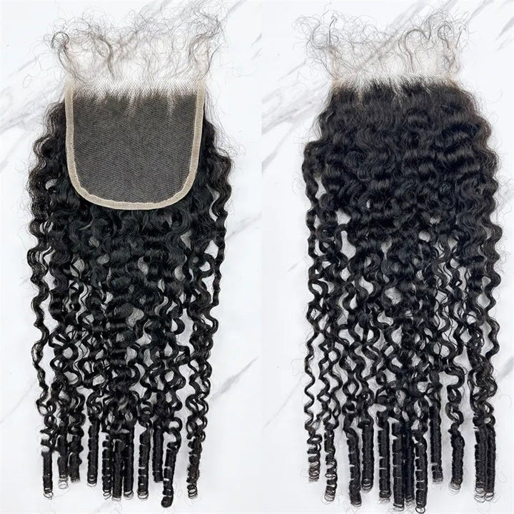 Burmese Curly Hair Indian Human Hair 3 Bundles With 4x4 Lace Closure - Msgem Hair