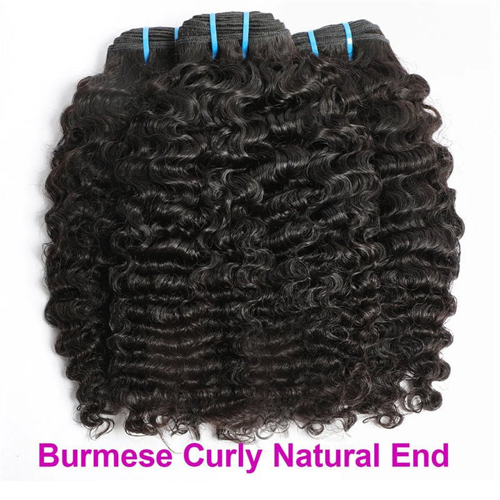 Burmese Curly Hair Indian Human Hair 3 Bundles With 4x4 Lace Closure - Msgem Hair