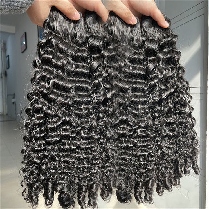 Burmese Curly Hair Indian Human Hair 3 Bundles With 4x4 Lace Closure - Msgem Hair
