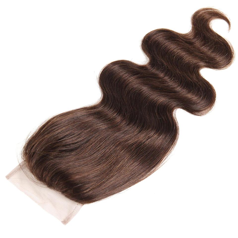 Chocolate Brown Body Wave 3 Bundles With 4X4 Lace Closure 100% virgin human hair - Msgem Hair
